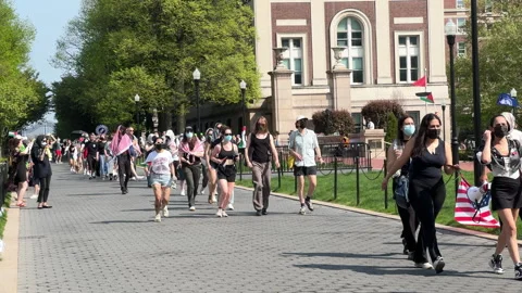 Pro-Gaza student protests inside Columbia University Campus, NYC, April, 29 2024 Stock Footage 274563245