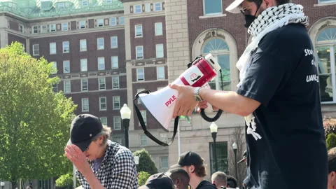 Pro-Gaza student protests inside Columbia University Campus, NYC, April, 29 2024 Stock Footage 274565201