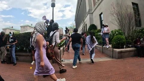 Pro-Gaza student protests inside Columbia University Campus, NYC, April, 29 2024 Stock Footage 274572833