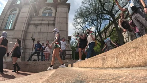 Pro-Gaza student protests inside Columbia University Campus, NYC, April, 29 2024 Stock Footage 274604203
