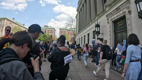 Pro-Gaza student protests inside Columbia University Campus, NYC, April, 29 2024 Stock Footage 274610467