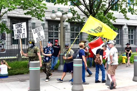 Pro-gun protesters in front of US Embassy in Ottawa, Canada Stock Photos