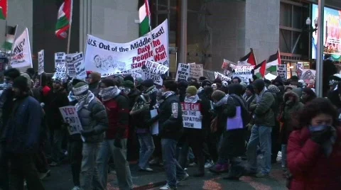 Pro Hamas March Chicago 1/9/09 Stock Footage 307394