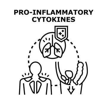 Pro inflammatory cytokines affecting human biological systems Stock Illustration