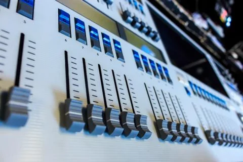 Pro Lighting Designers Programming Console, Desk Stock Photos