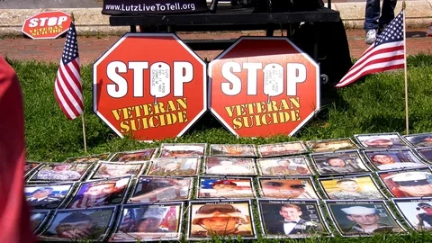 Pro-marijuana veterans protest against suicides  Video stock 90964755