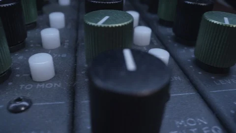 Pro music mixer macro close up of knobs 스톡 동영상 128396260
