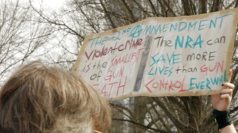 Pro NRA Second Amendment Sign at Protest Stock-Footage 87661351