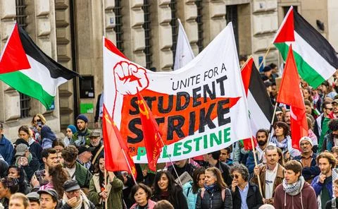  Pro-Palestine Demonstration Basel Basel, Switzerland, 5th Oct 2024: In De... 스톡 사진