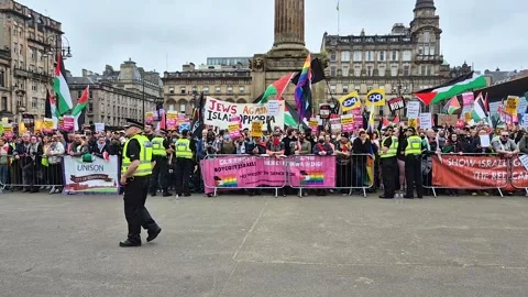 Pro Palestine demonstration, George Square, Glasgow, UK Stock Footage 283894324