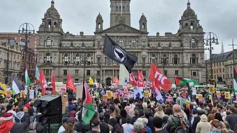 Pro Palestine demonstration, George Square, Glasgow, UK Stock Footage 283894335