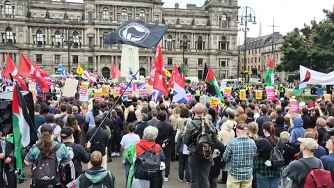 Pro Palestine demonstration in George Square, Glasgow, Scotland, UK Stock Footage 283894338