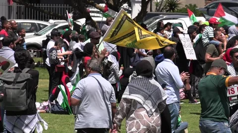Pro-Palestine protest at Sea Point Promenade, Cape Town Stock Footage 255028024