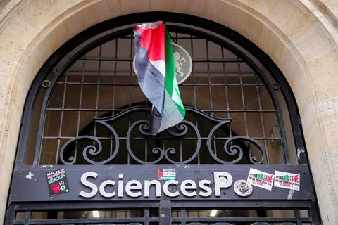 Pro-Palestine protests at Paris Sciences Po School, France - 26 Apr 2024 Stock Photos