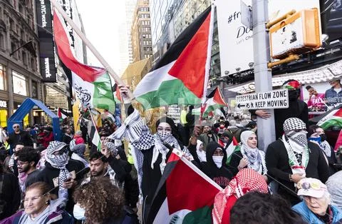 Pro-Palestine Rally in Times Square in New York, USA - 13 Oct 2023 ...