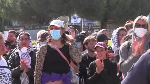 Pro-Palestinian activists protest at Paris arms fair, VILLEPINTE, FR - 15 Jun 20 Stock Footage 337586619