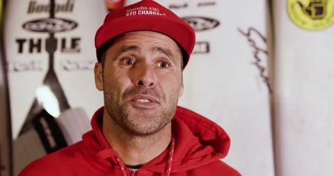 Pro surfer David Albaz talks about his first time surfing with Garrett McNamara Video stock 156604844