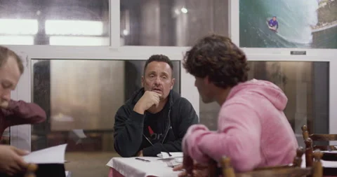 Pro surfer Eric Akiskalian talking about preparation for big wave surfing Video stock 158650658