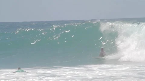 Pro Surfers at Snapper Rocks, Australia during Cyclone Winston swell Ungraded Stock Footage 61838530