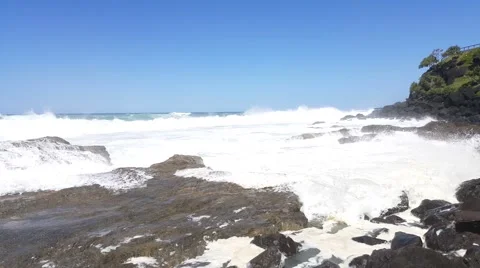 Pro Surfers at Snapper Rocks,Australia during Cyclone Winston swell Ungraded log Stock Footage 61769244