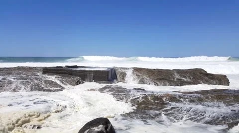 Pro Surfers at Snapper Rocks,Australia during Cyclone Winston swell Ungraded log Stock Footage 61769652