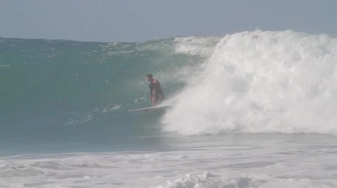 Pro Surfers at Snapper Rocks,Australia during Cyclone Winston swell Ungraded log Stock Footage 61834166