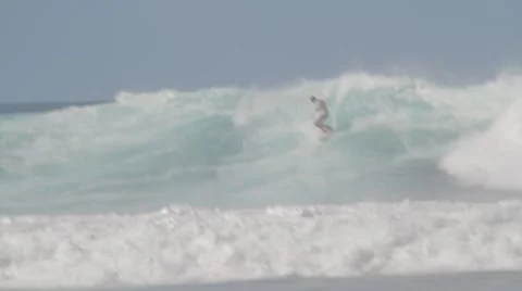 Pro Surfers at Snapper Rocks,Australia during Cyclone Winston swell Ungraded log Stock Footage 61834391
