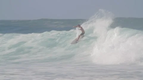 Pro Surfers at Snapper Rocks,Australia during Cyclone Winston swell Ungraded log Stock Footage 61835306