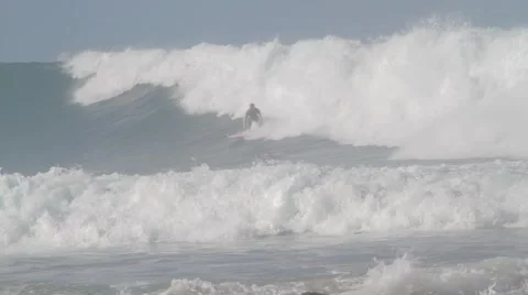 Pro Surfers at Snapper Rocks,Australia during Cyclone Winston swell Ungraded log Stock Footage 61836100