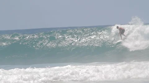 Pro Surfers at Snapper Rocks,Australia during Cyclone Winston swell Ungraded log Stock Footage 61836465