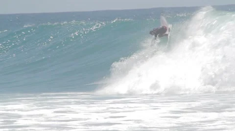Pro Surfers at Snapper Rocks,Australia during Cyclone Winston swell Ungraded log Stock Footage 61838059
