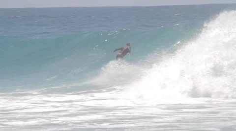 Pro Surfers at Snapper Rocks,Australia during Cyclone Winston swell Ungraded log Stock Footage 61851285