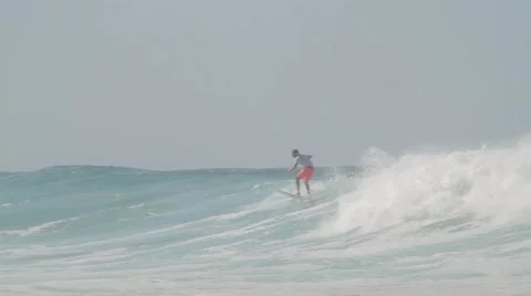 Pro Surfers at Snapper Rocks,Australia during Cyclone Winston swell Ungraded log Stock Footage 61852049