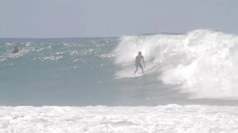 Pro Surfers at Snapper Rocks,Australia during Cyclone Winston swell Ungraded log Stock Footage 61852390