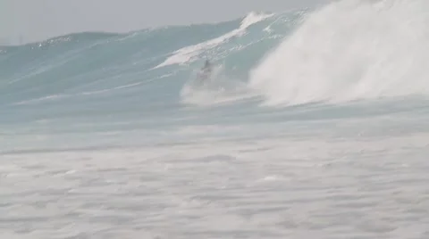 Pro Surfers at Snapper Rocks,Australia during Cyclone Winston swell Ungraded log Stock Footage 61852874