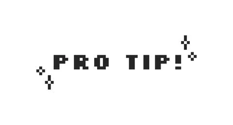 Pro tip black pixel art social media slang word Stock Illustration