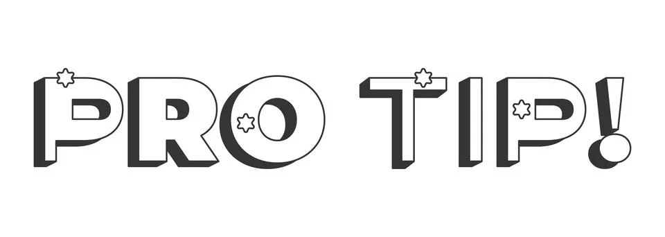 Pro tip bold black and white 3D text イラスト素材