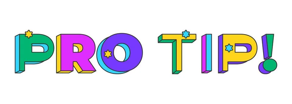 Pro tip playful 3D text design Ilustração Stock