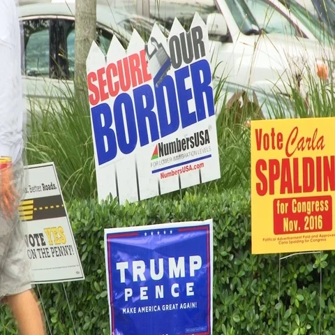 Pro-Trump and border wall sign in Florida Stock Footage 69487377