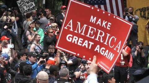 Pro Trump Rally With People Chanting Lock Her Up Stock Footage