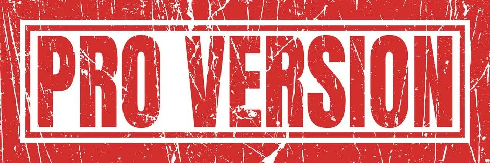 Pro version stamp banner with red grunge texture and white rectangle border.. Stock Illustration