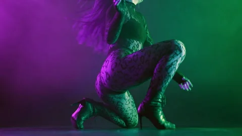Pro woman dancer performance on floor. Hot impressive dance.Lady in sexy clothes Stock Footage 276103546