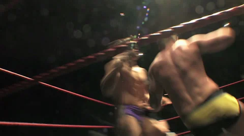 Pro Wrestling Move: Turnbuckle Backflip Slam Stock Footage 33601468