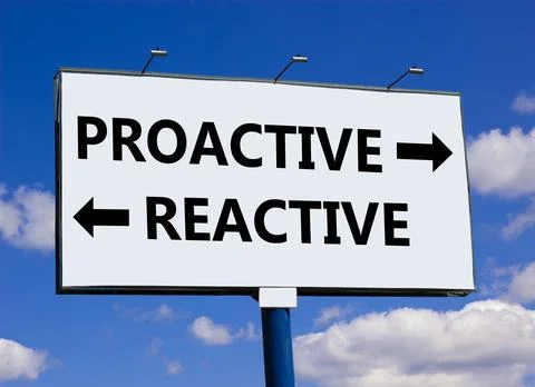 Proactive and reactive symbol. Concept word Proactive Reactive on beautiful b Stock Photos