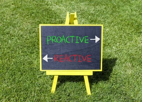 Proactive and reactive symbol. Concept word Proactive Reactive on beautiful.. 스톡 사진