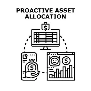 Proactive asset allocation managing investment portfolio strategy Stock Illustration