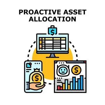 Proactive asset allocation managing investment portfolio strategy Stock Illustration