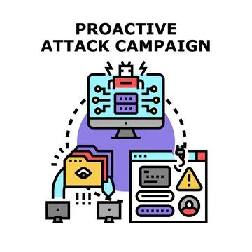 Proactive attack campaign executing cyber security threat Illustrazione stock