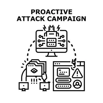 Proactive attack campaign executing cyber security threat Stock Illustration