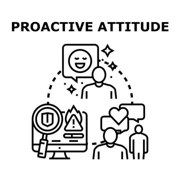 Proactive attitude developing problem solving and communication skills Stock Illustration